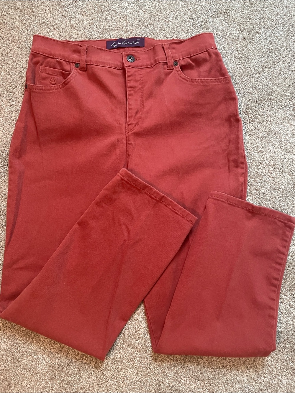 Gloria Vanderbilt Straight-Leg Jeans in Brick Red/coral